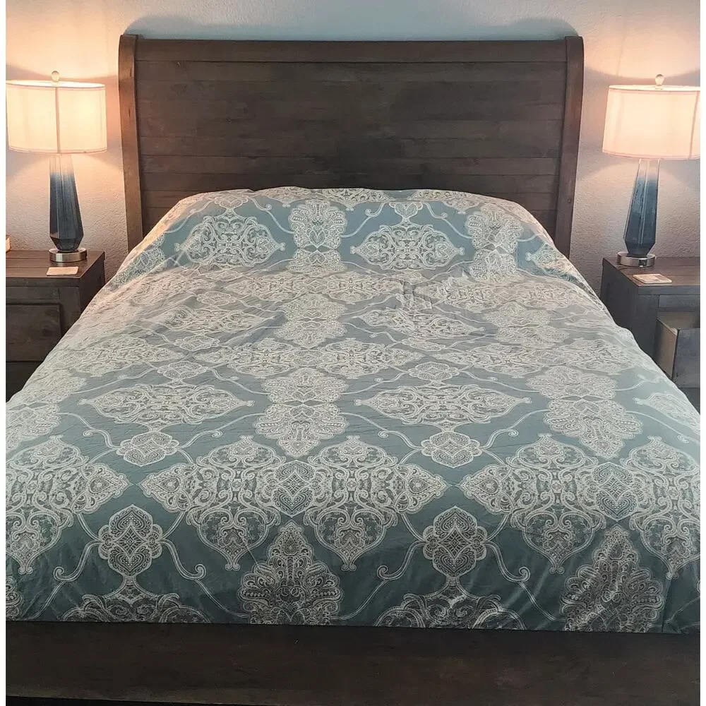 Pottery Barn Alana Medallion Duvet Cover Porcelain Blue Ivory California King